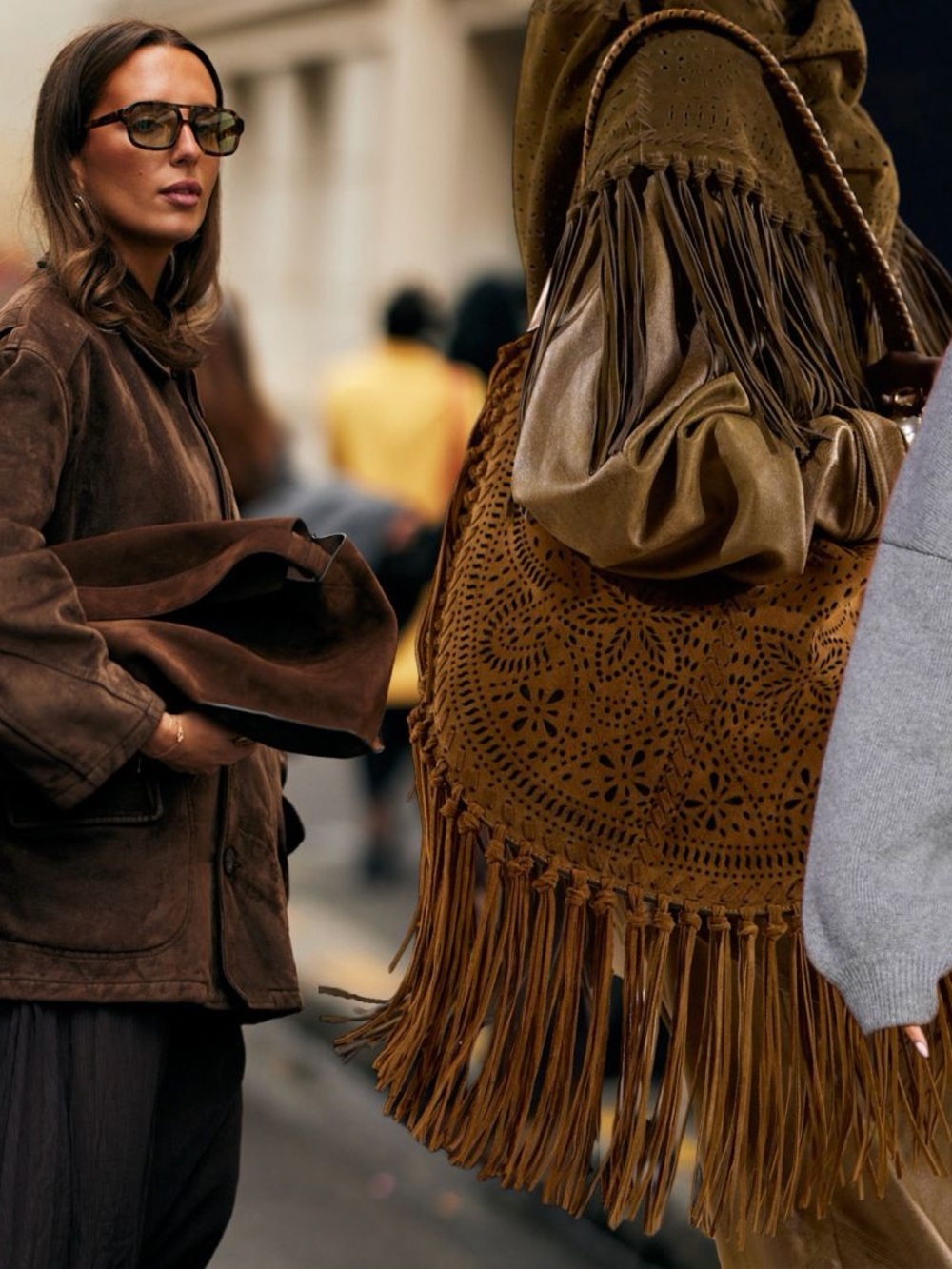 Haute Hippie Women’s Dark Brown Genuine Suede Grommet Fringe Flap Crossbody Bag - Picture 10 of 10